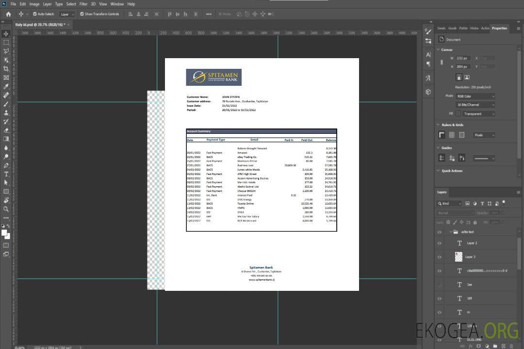 Relevé de la Spitamen Bank du Tadjikistan xls template Relevé de la Spitamen Bank du Tadjikistan xls template